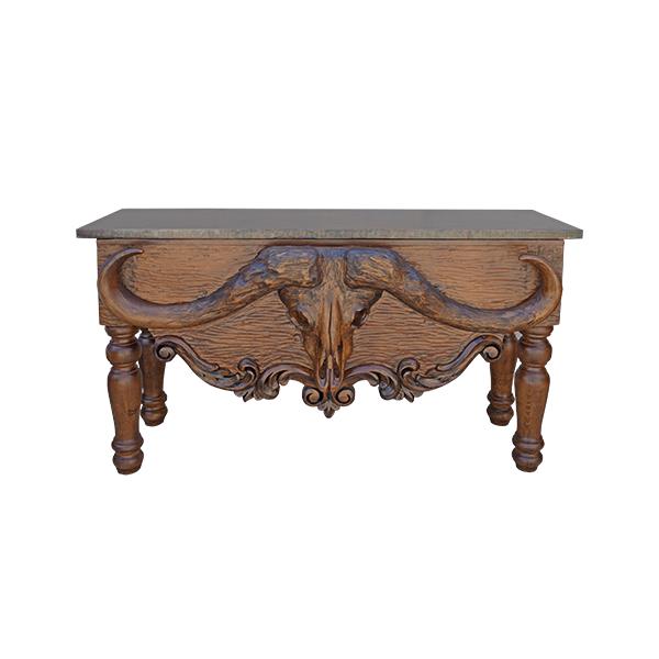 Hackberry Draw Copper Top- Cape Buffalo Hand Carved Skull Mount Console