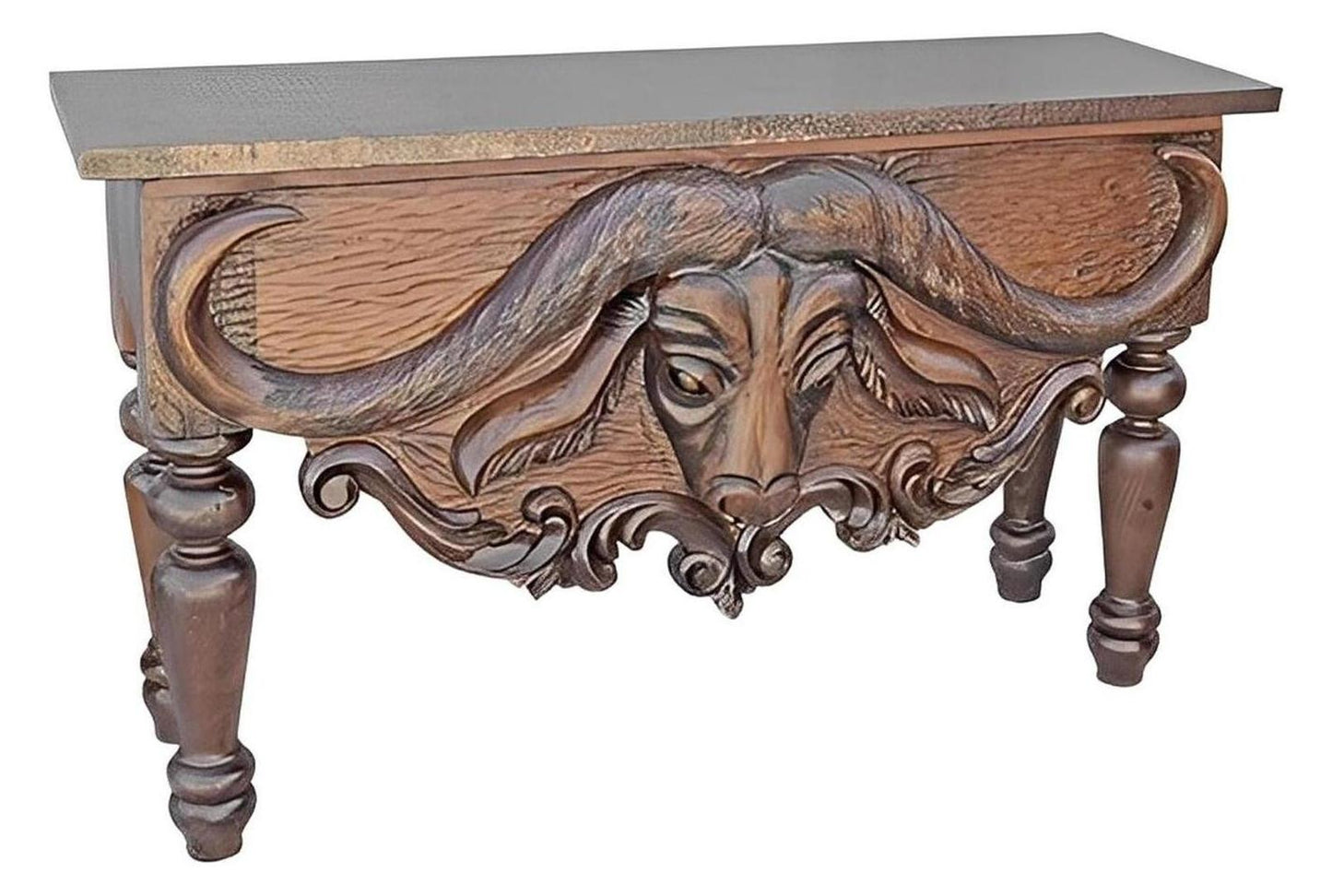 Falfurrias Basin Cape Buffalo,Hand Carved, Head Console
