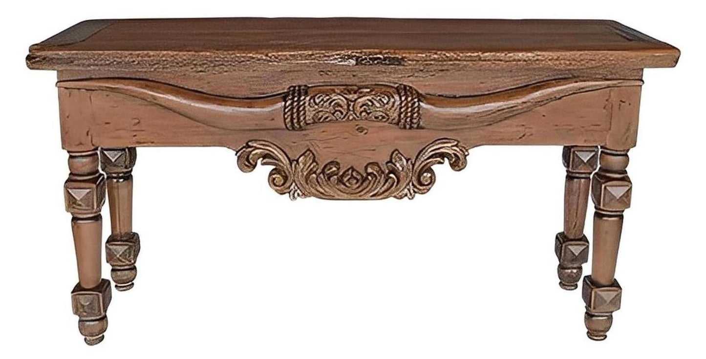 Dog Canyon Console With Longhorn Carving