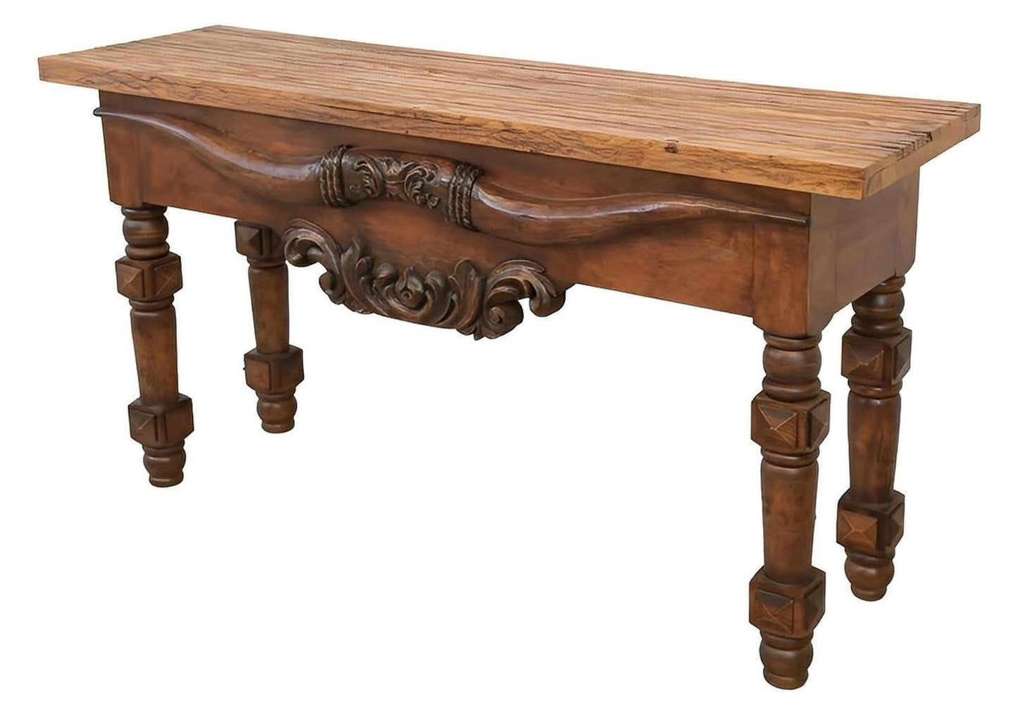 Dog Canyon Console With Longhorn Carving