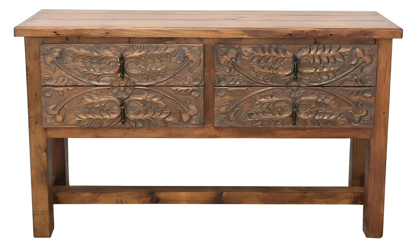Eagle Nest Canyon Console, Hand Carved Drawers