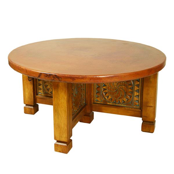 Tierra Copper Medallion Round Table | 21.5 x 44 x 48