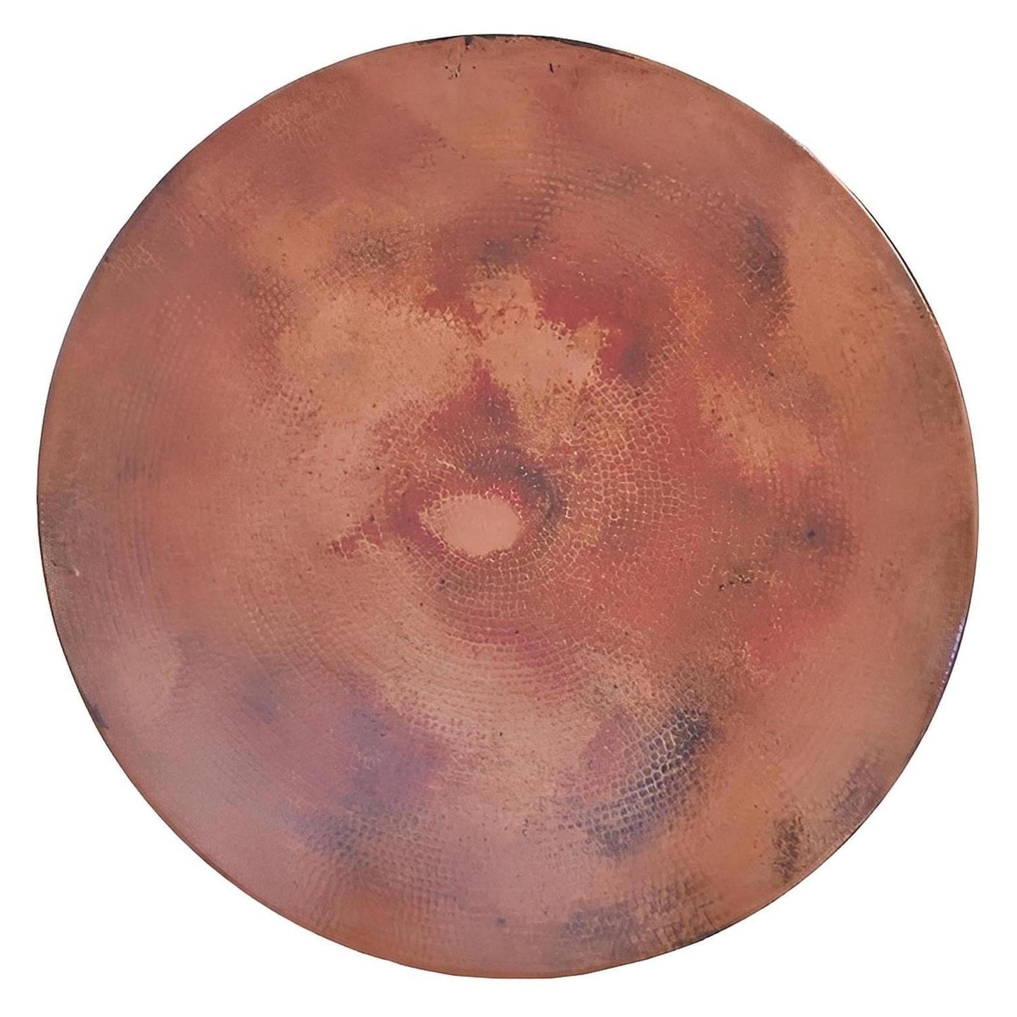 Sierra Vista Scroll Round Coffee Table with Copper Top | 21.5 x 54 x 48