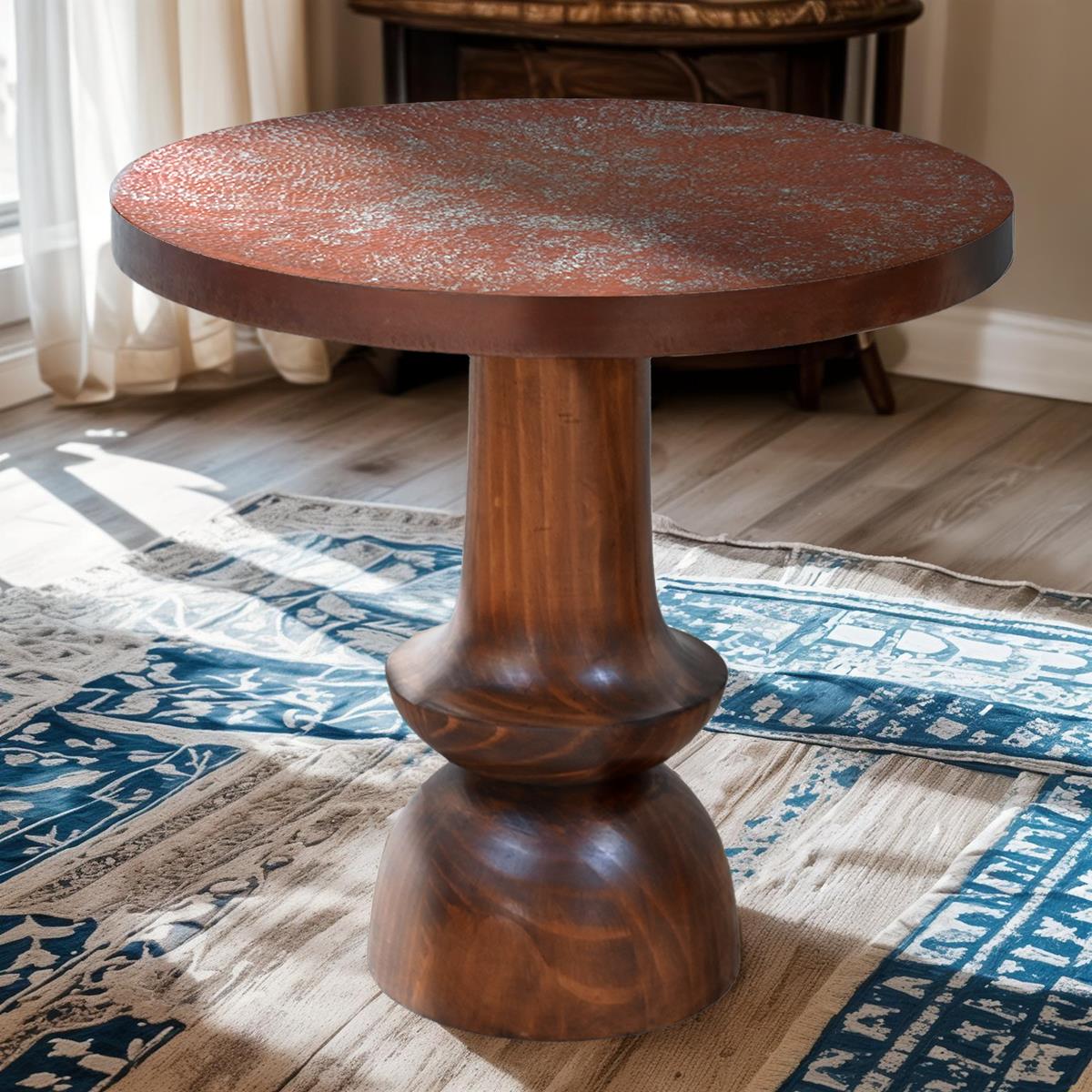 Desert Mesa Round Copper Pedestal Table | 22 x 23 x