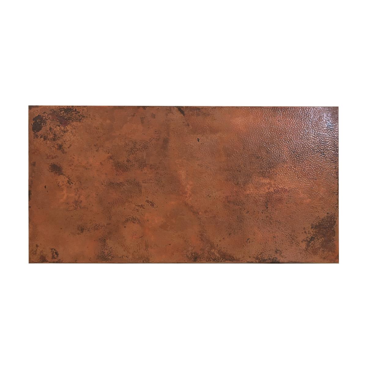 The Spaniard | Rustic Elegance Copper-Top Coffee Table with Hand-Carved Base | 22 x 28 x 55