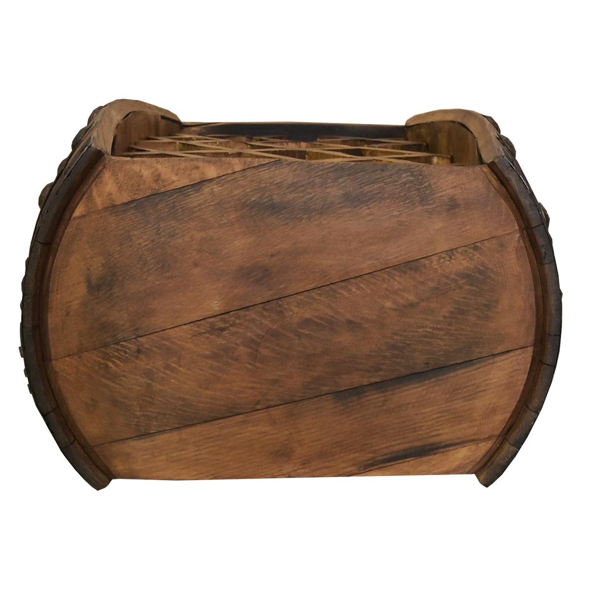 Fine as Wine | Half Barrel Wine Rack on Hand-Forged Steel Base | 22" W x 14" L x 48" H