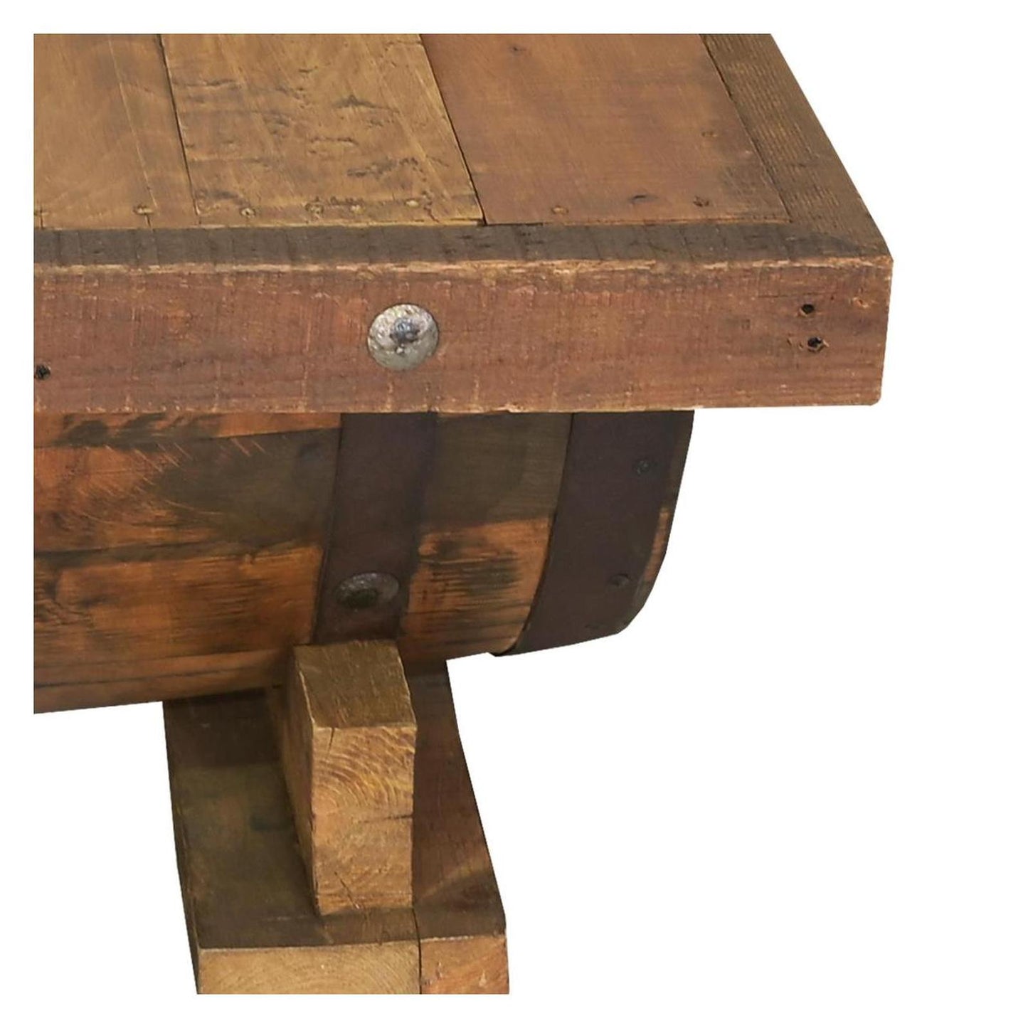 Casual Table with Wine Barrel Wooden top and Half Tequila Barrel Support 54" W x 39" L x 16" H