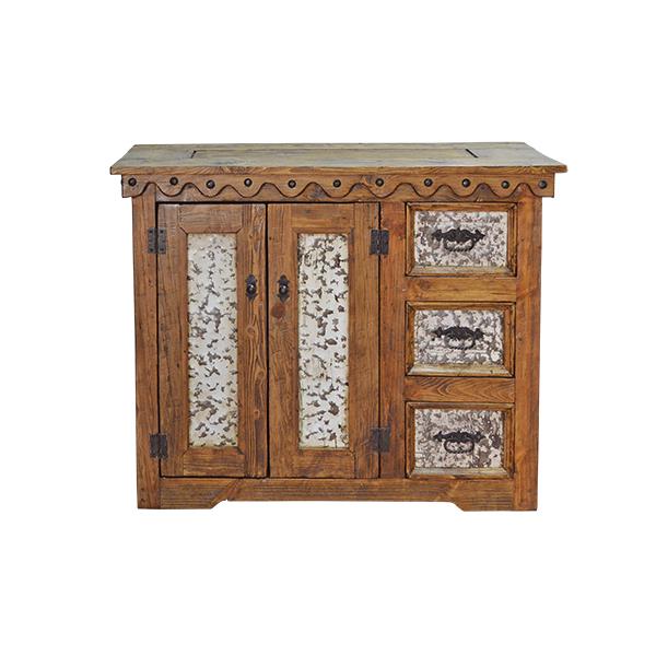 Stone Ridge White Tin Panels And Clavos Buffet / Credenza