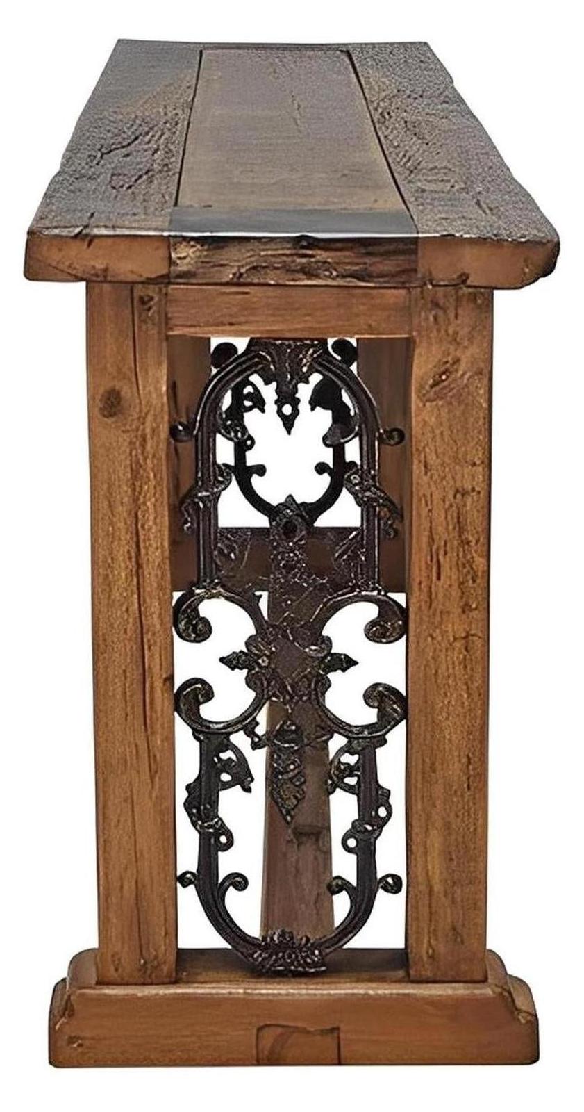 Moss Hill Reclaimed Timber Console With Cast Panel Sides
