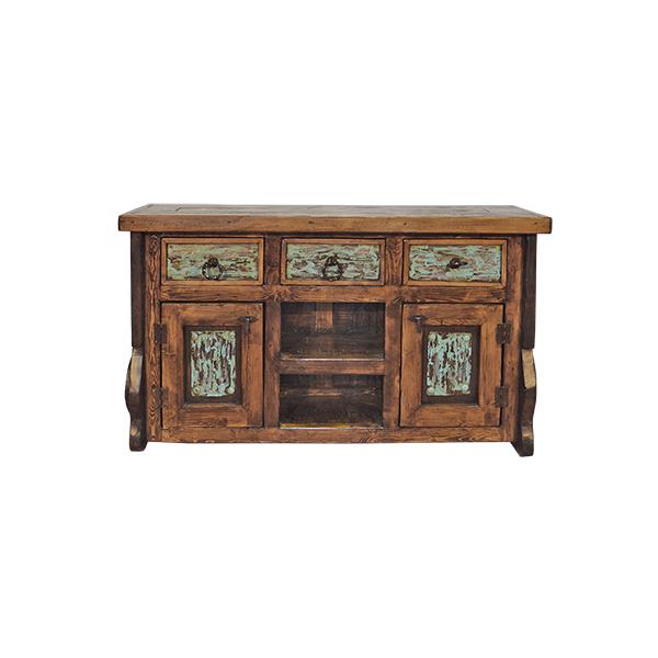White Rock Hill Turquoise Tin Buffet With Yoke Legs