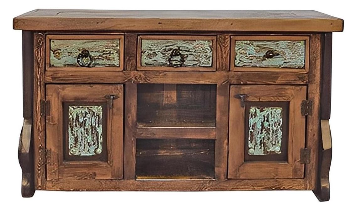 White Rock Hill Turquoise Tin Buffet With Yoke Legs