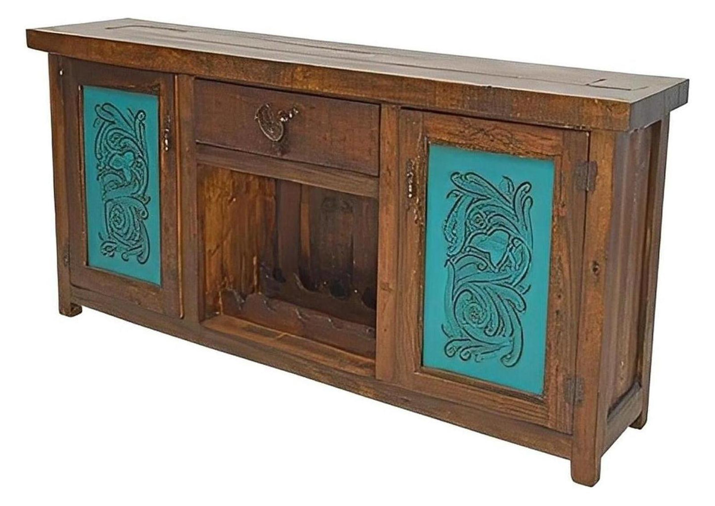 Valley Hill Turquoise Leather Door Buffet / Console