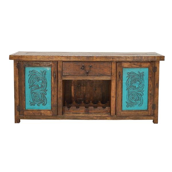 Valley Hill Turquoise Leather Door Buffet / Console