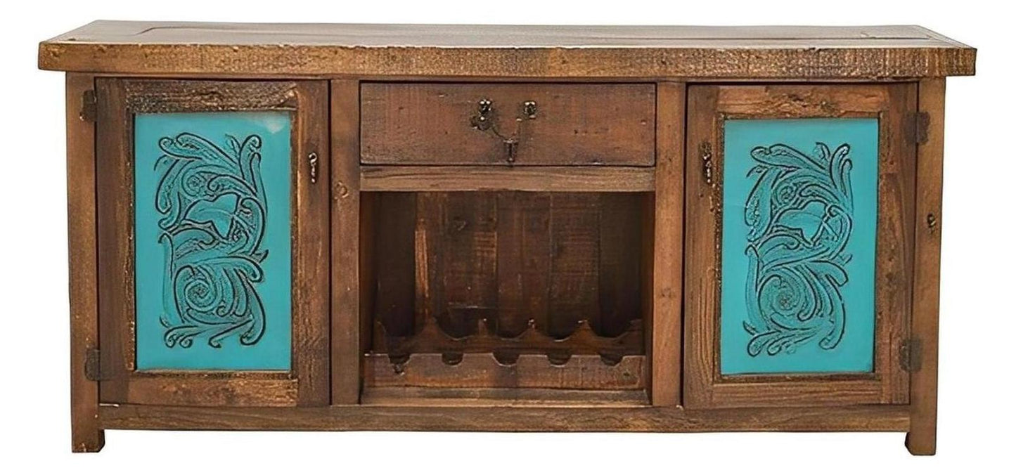 Valley Hill Turquoise Leather Door Buffet / Console