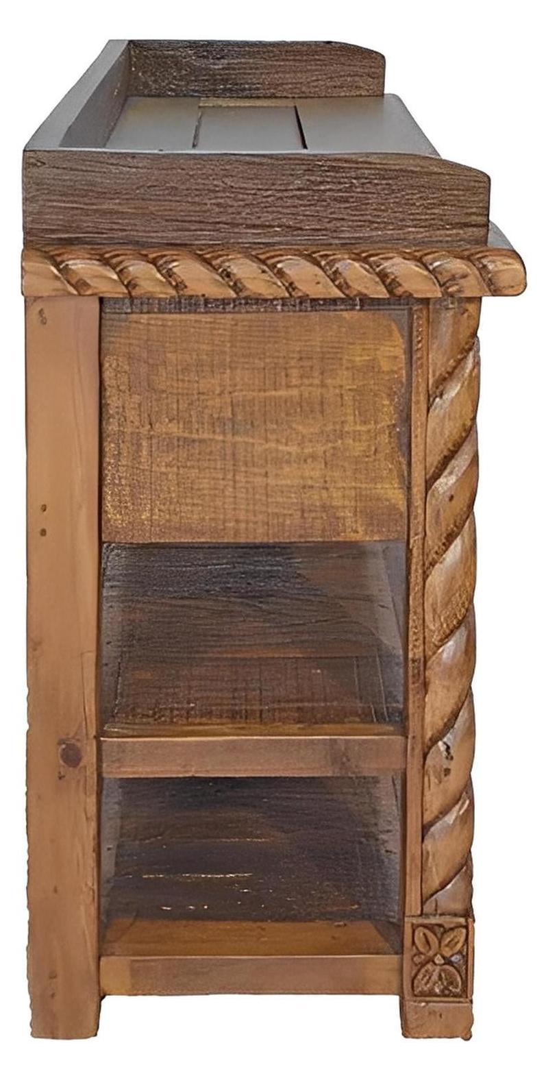 Valley Canyon Hand-Carved Vanity Cabinet With Longhorn Handles