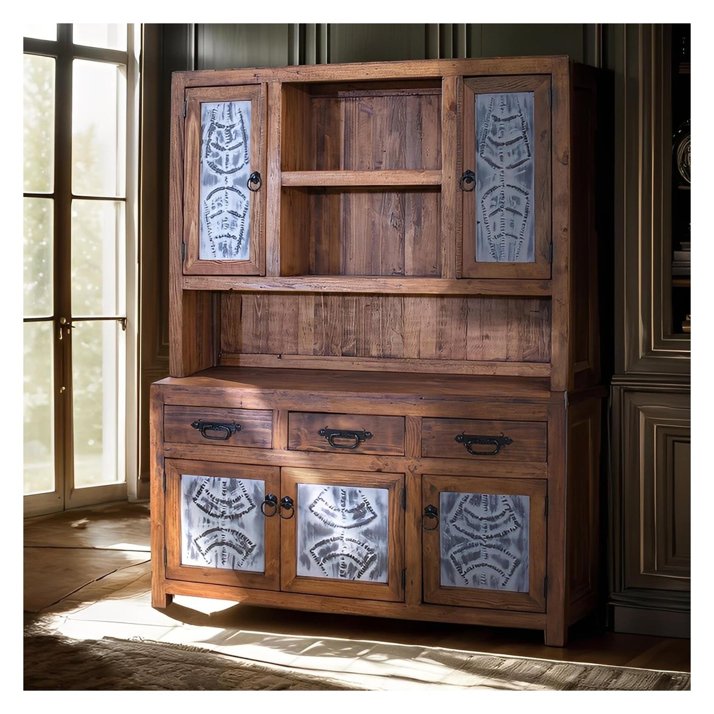 Silver Hill Tin Panel Farmhouse Hutch