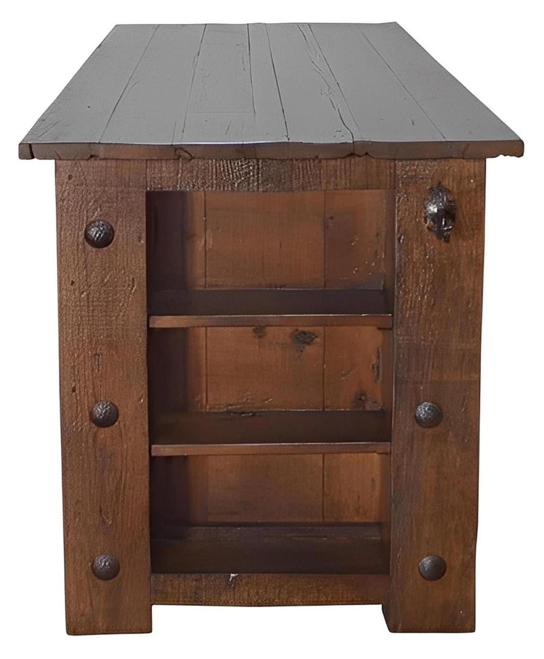 Rattle Hill Solid Wood Plank Kitchen Island With Drawers And Side Shelves