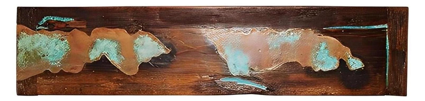 Eagle Canyon Console With Turquoise Copper Top, Two Levels