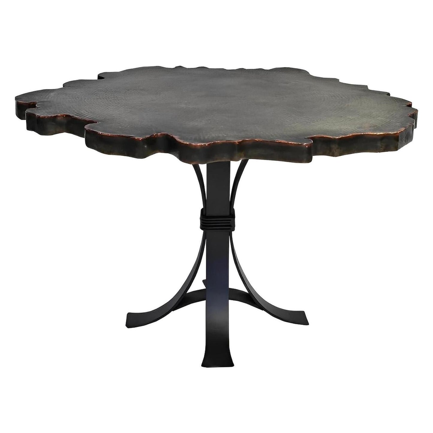 Natural Verde Round Cobre Dining Table | Handcrafted Green Copper Top & Iron Base