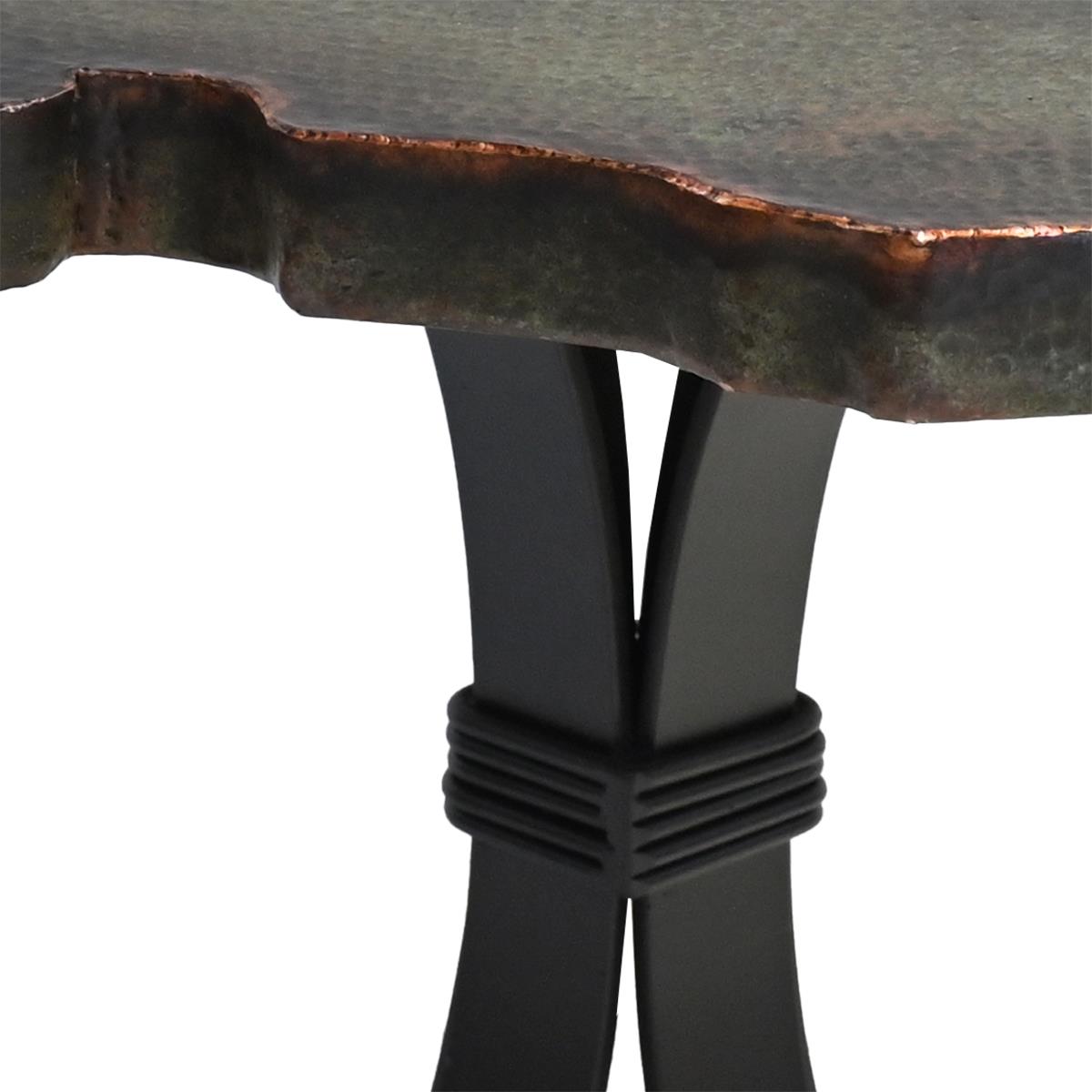 Natural Verde Round Cobre Dining Table | Handcrafted Green Copper Top & Iron Base