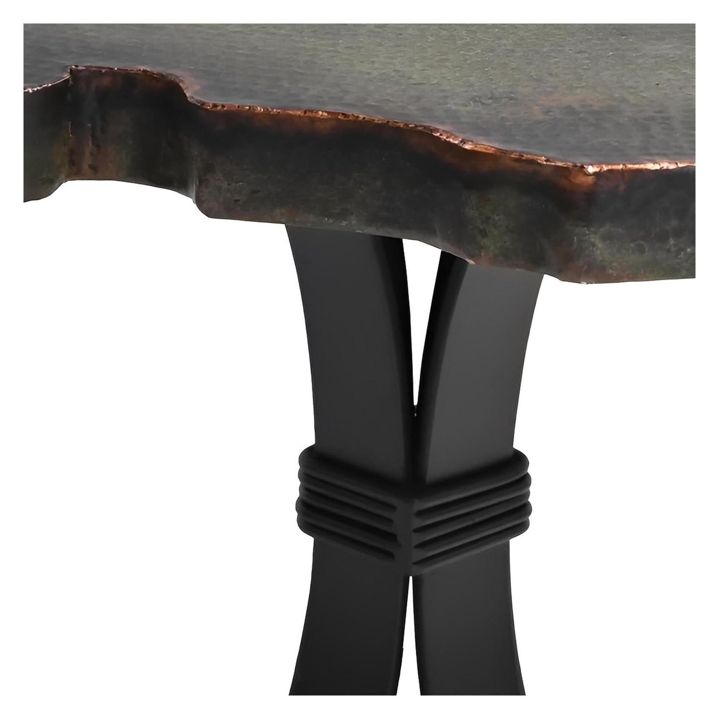 Natural Verde Round Cobre Dining Table | Handcrafted Green Copper Top & Iron Base
