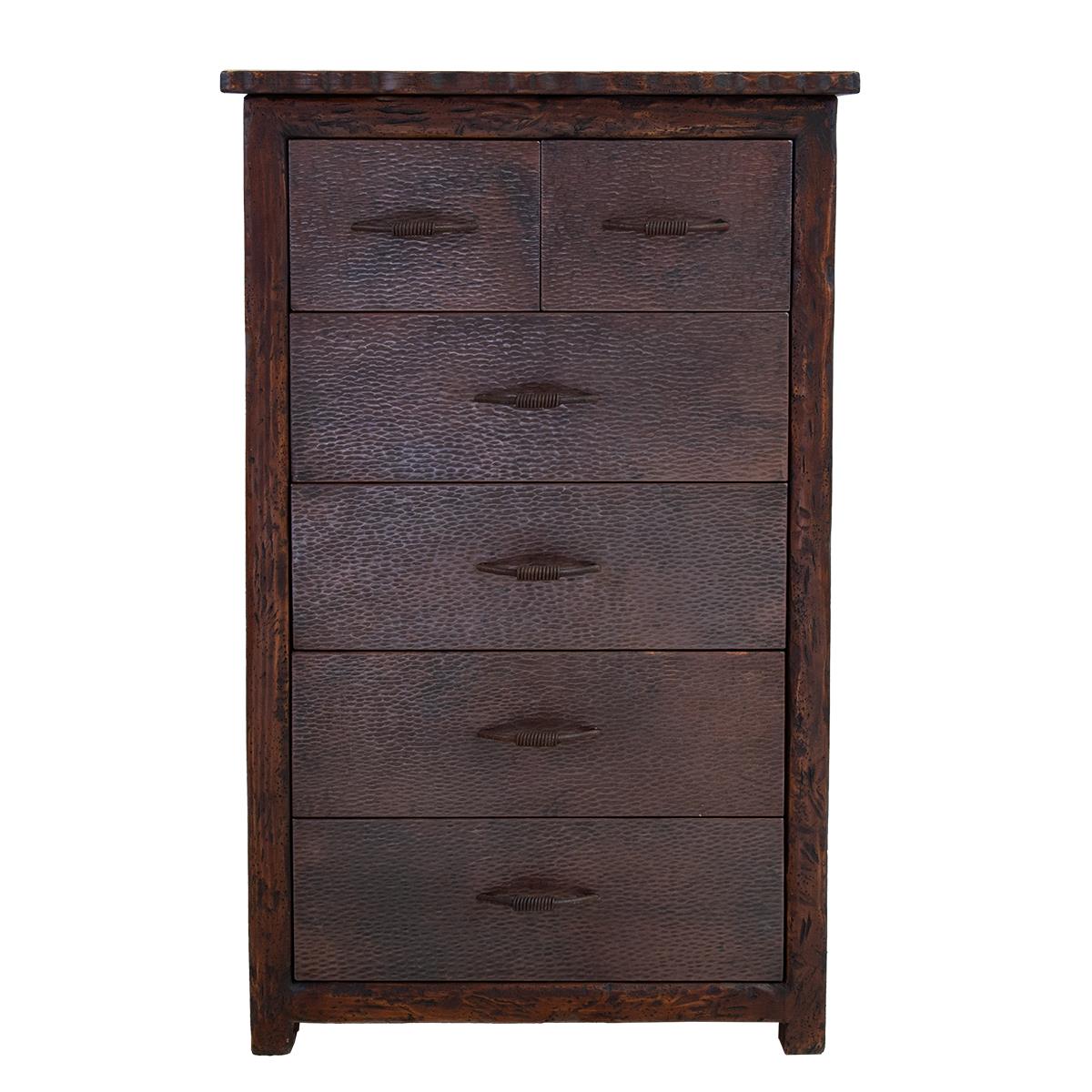 Sky Ridge Live Edge Copper Chest, 6-Drawers, Hand-Carved
