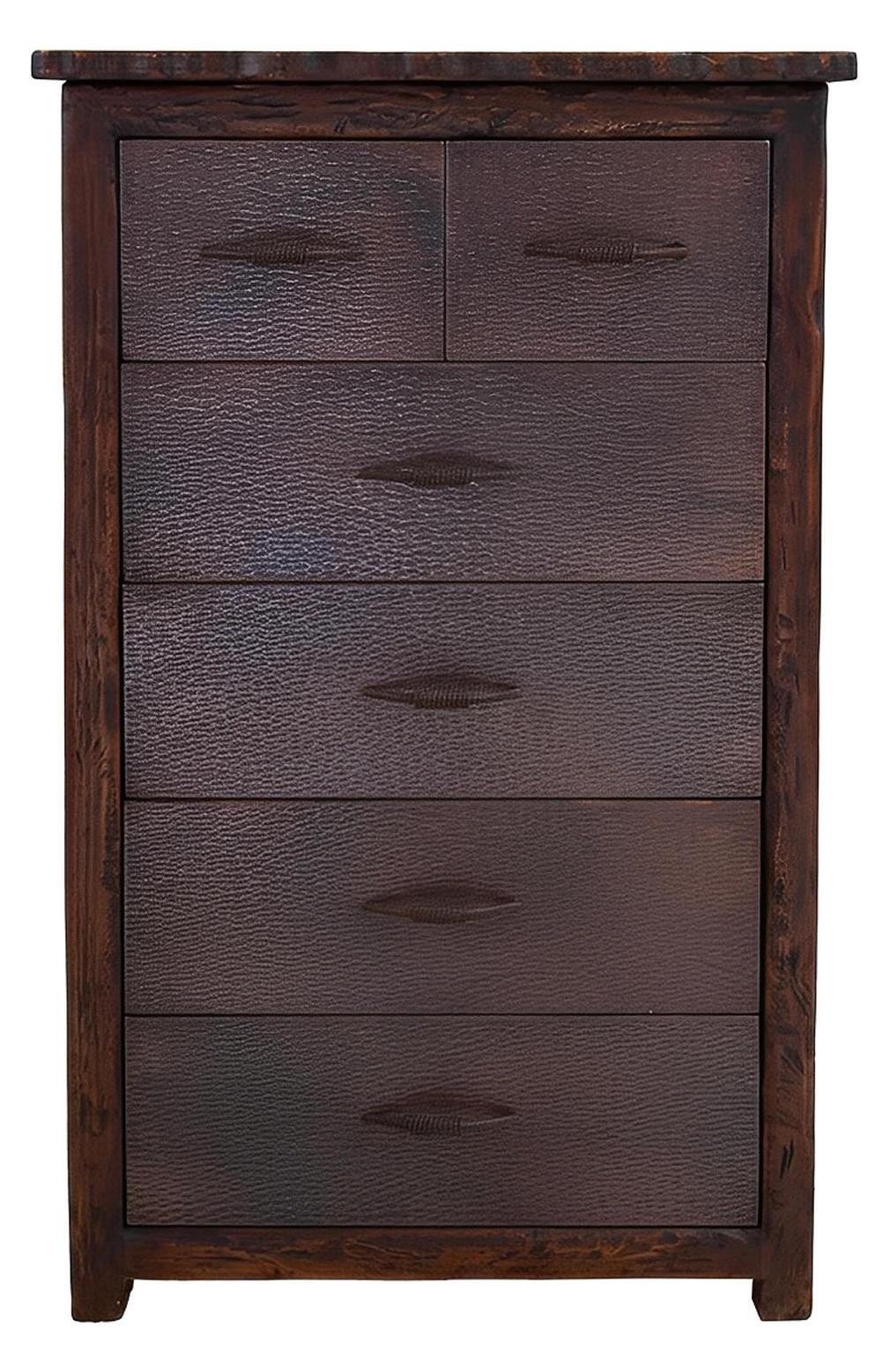 Sky Ridge Live Edge Copper Chest, 6-Drawers, Hand-Carved