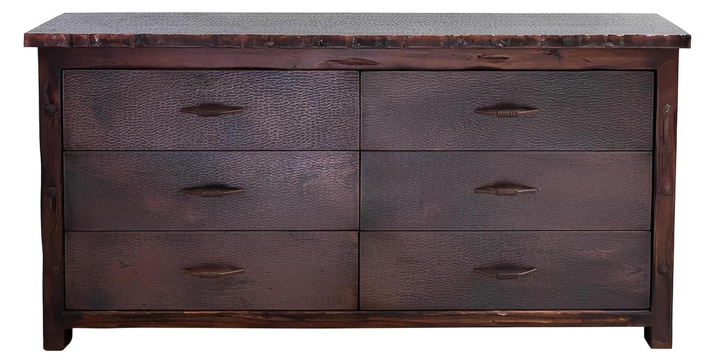 Sky Ridge Rustic Bedroom Set With Copper Live Edge Headboard & Footboard - Includes Full Service Delivery