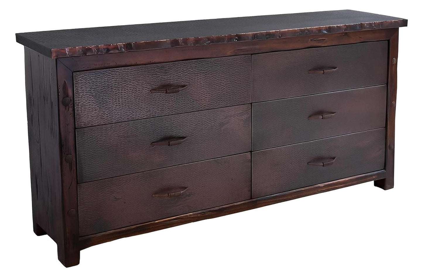 Sky Ridge Rustic Bedroom Set With Copper Live Edge Headboard & Footboard - Includes Full Service Delivery