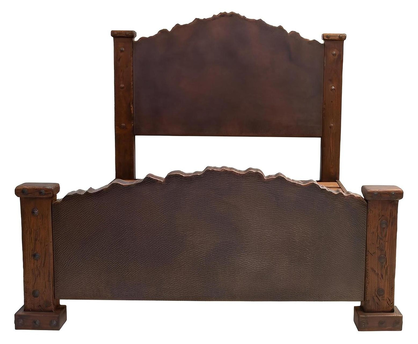 Sky Ridge Rustic Bed Frame With Copper Live Edge Headboard & Footboard - Includes Full Service Delivery