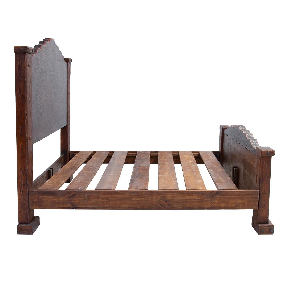 Sky Ridge Rustic Bed Frame With Copper Live Edge Headboard & Footboard - Includes Full Service Delivery