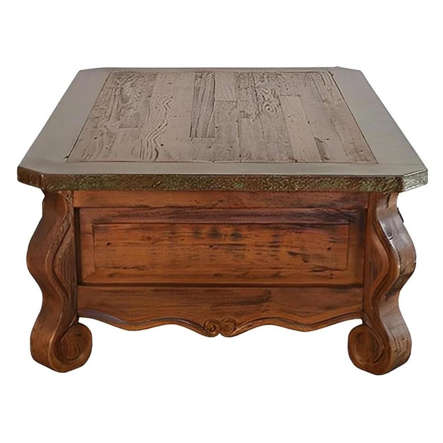 Verde Patina 6-Drawer Copper Coffee Table | 23 x 37 x 53