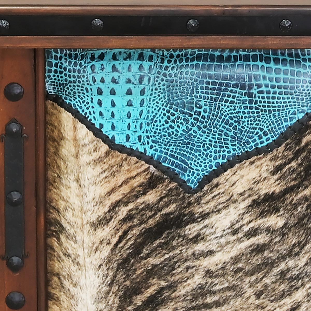 Azul Croc Executive Desk | Cowhide & Embossed Turquoise Crocodile Panels