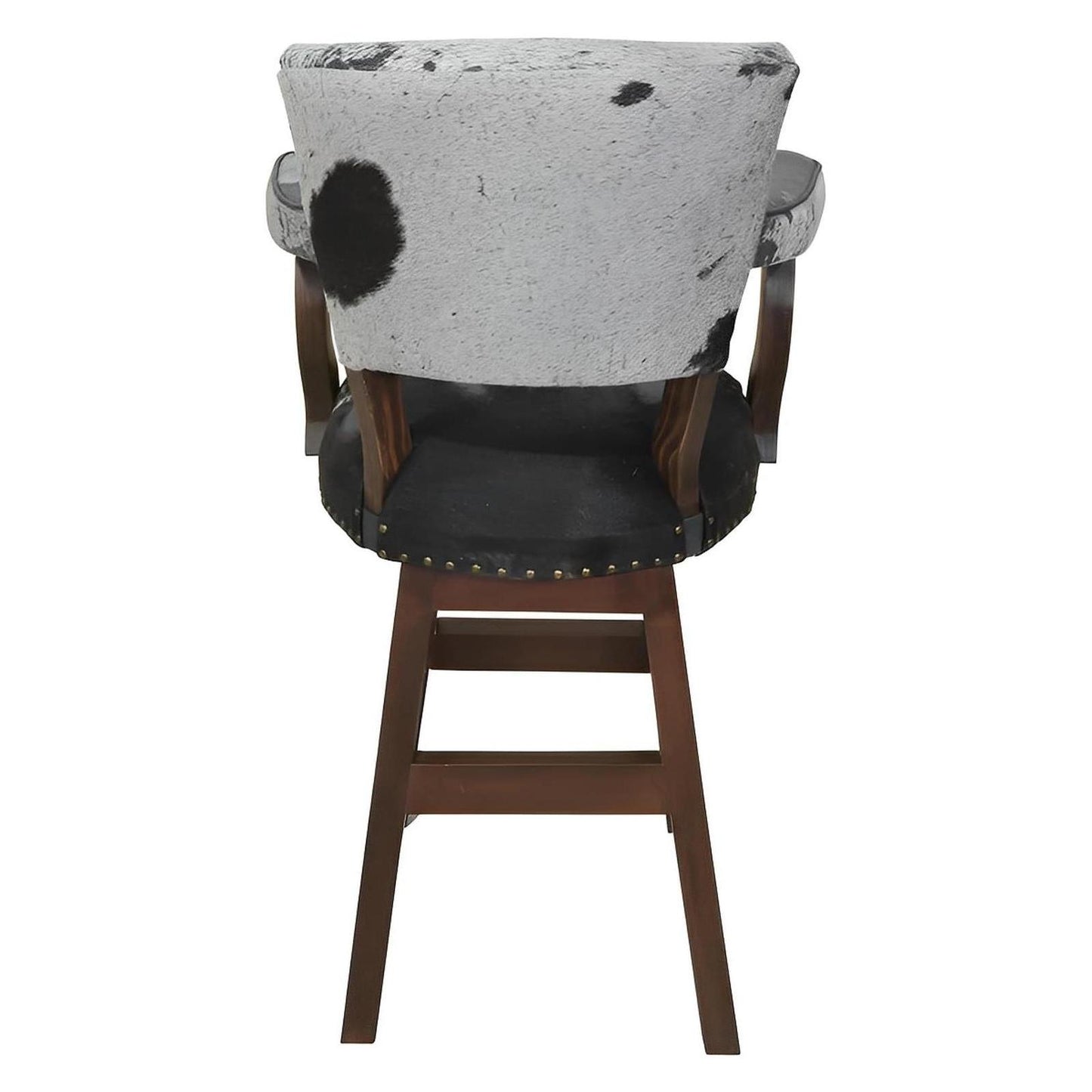 Black & White Acid Washed Cowhide Swivel Barstool with Back & Arms (2 or 3 Pack) 30"