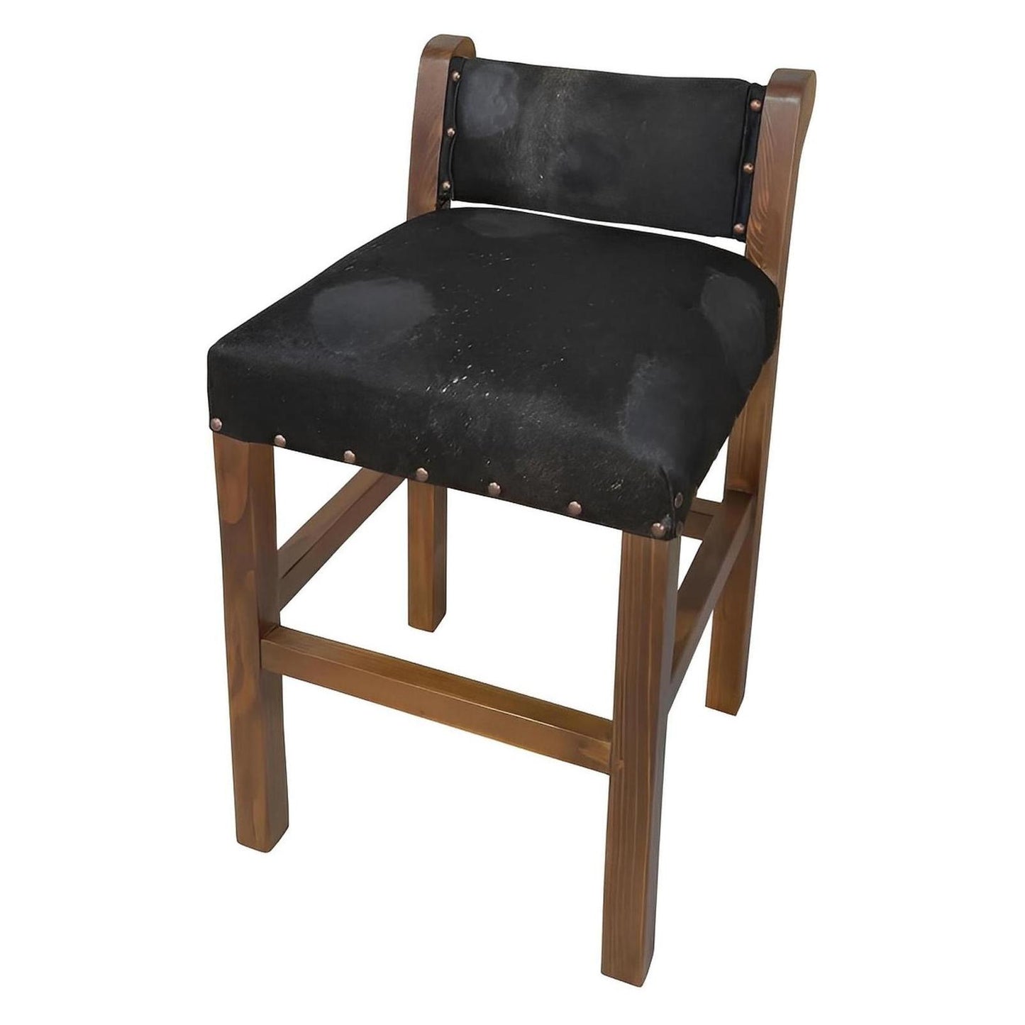 Dark Brown Acid Washed Cowhide Barstool with Low Back (2 or 3 Pack) Counter-Height