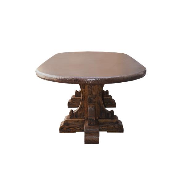 Sonora Estate Oval Dining Table | Copper Top & Hand-Carved Wood Base | 85x40x31