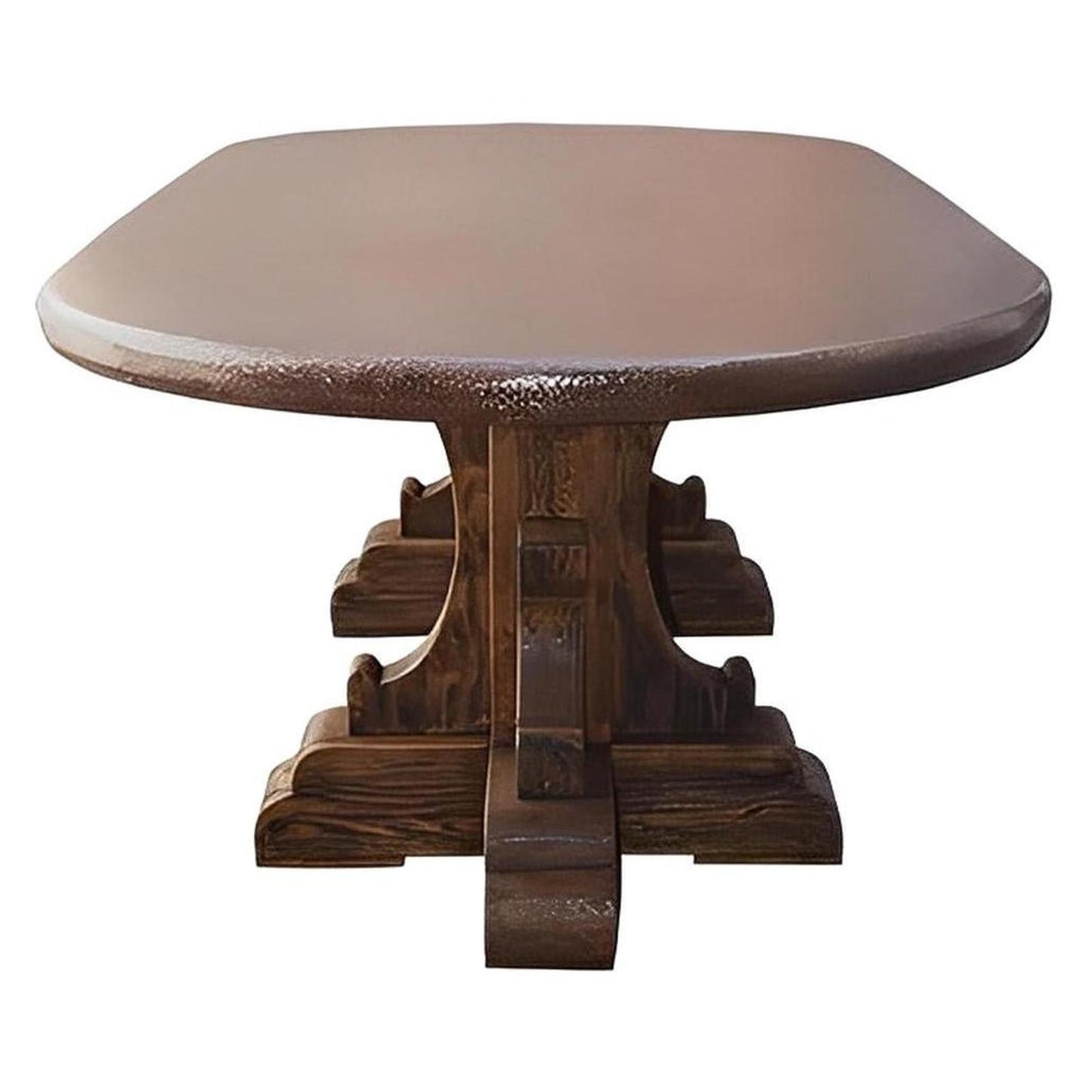 Sonora Estate Oval Dining Table | Copper Top & Hand-Carved Wood Base | 85x40x31