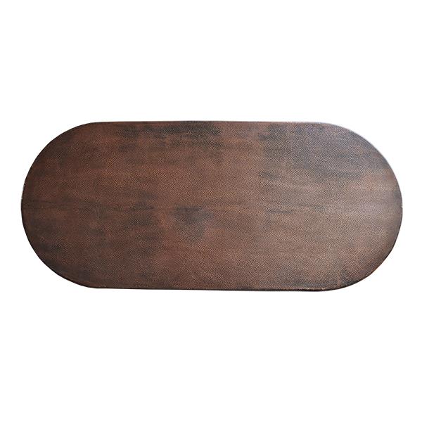 Sonora Estate Oval Dining Table | Copper Top & Hand-Carved Wood Base | 85x40x31