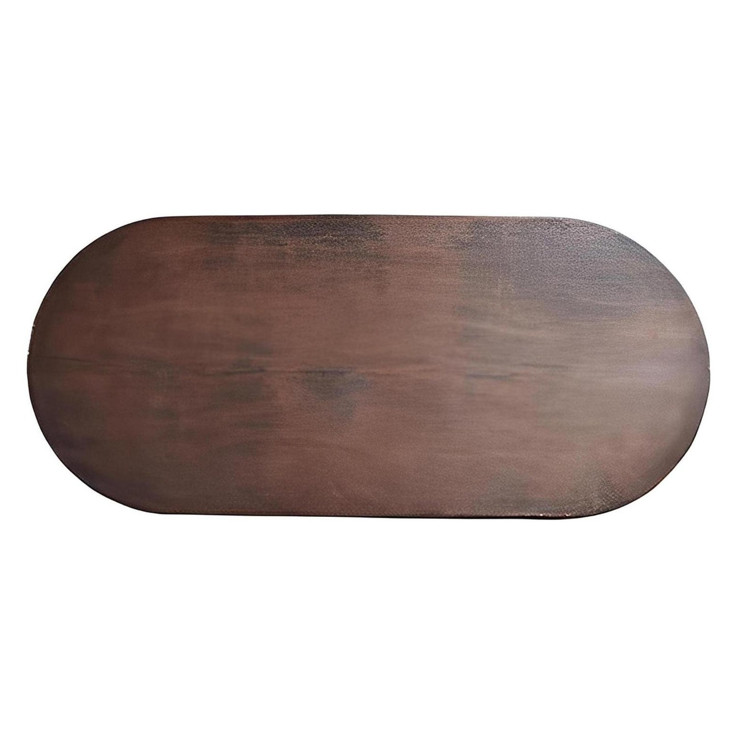 Sonora Estate Oval Dining Table | Copper Top & Hand-Carved Wood Base | 85x40x31