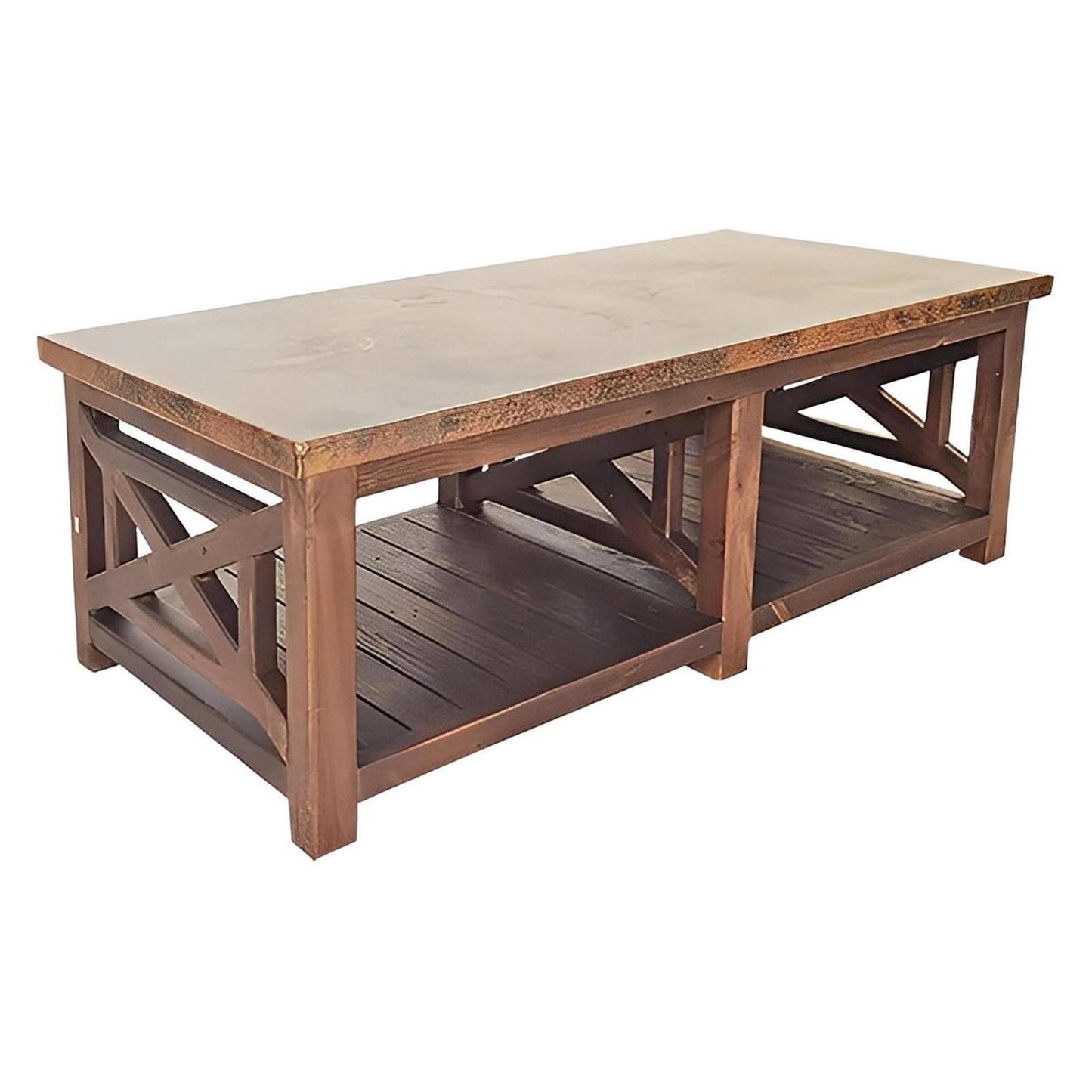 Serrano Copper Top Coffee Table with Wooden Frame