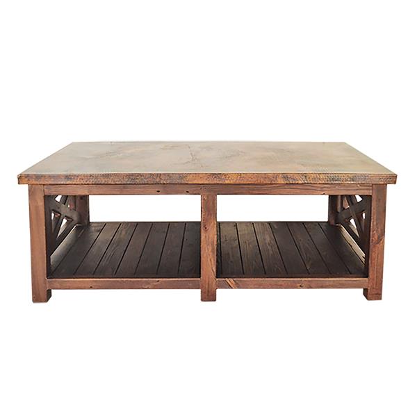 Serrano Copper Top Coffee Table with Wooden Frame