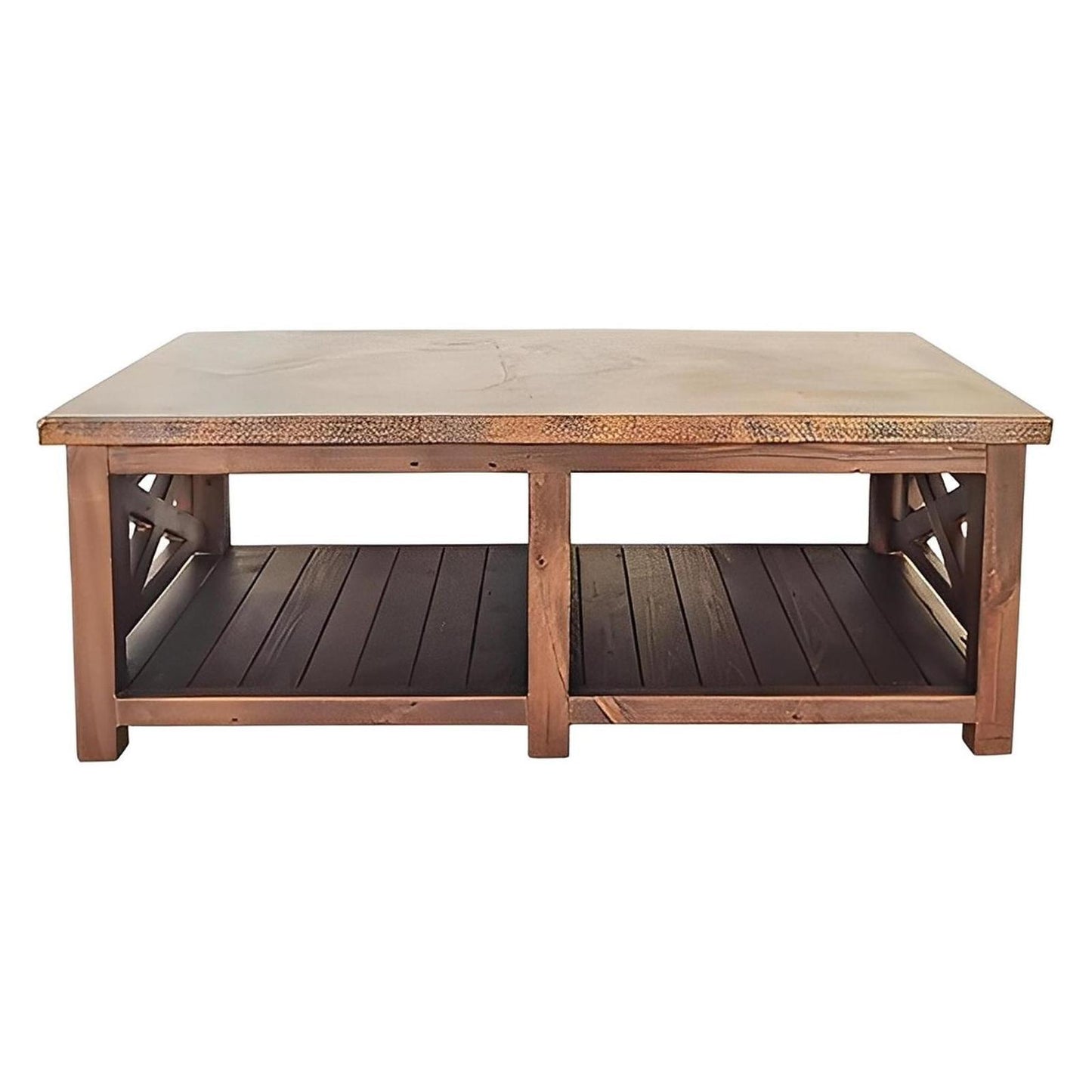 Serrano Copper Top Coffee Table with Wooden Frame