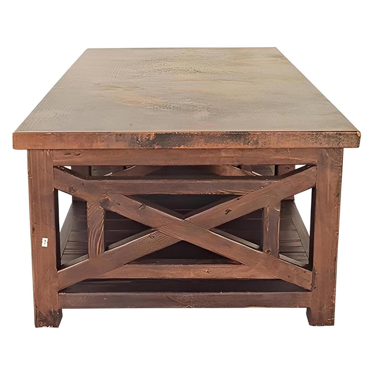 Serrano Copper Top Coffee Table with Wooden Frame
