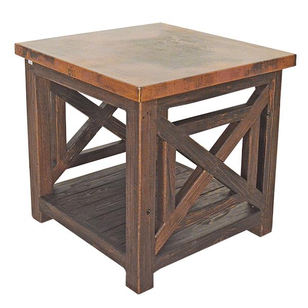 Serrano Copper Top End Tables (2-Pack) with Wooden Frames