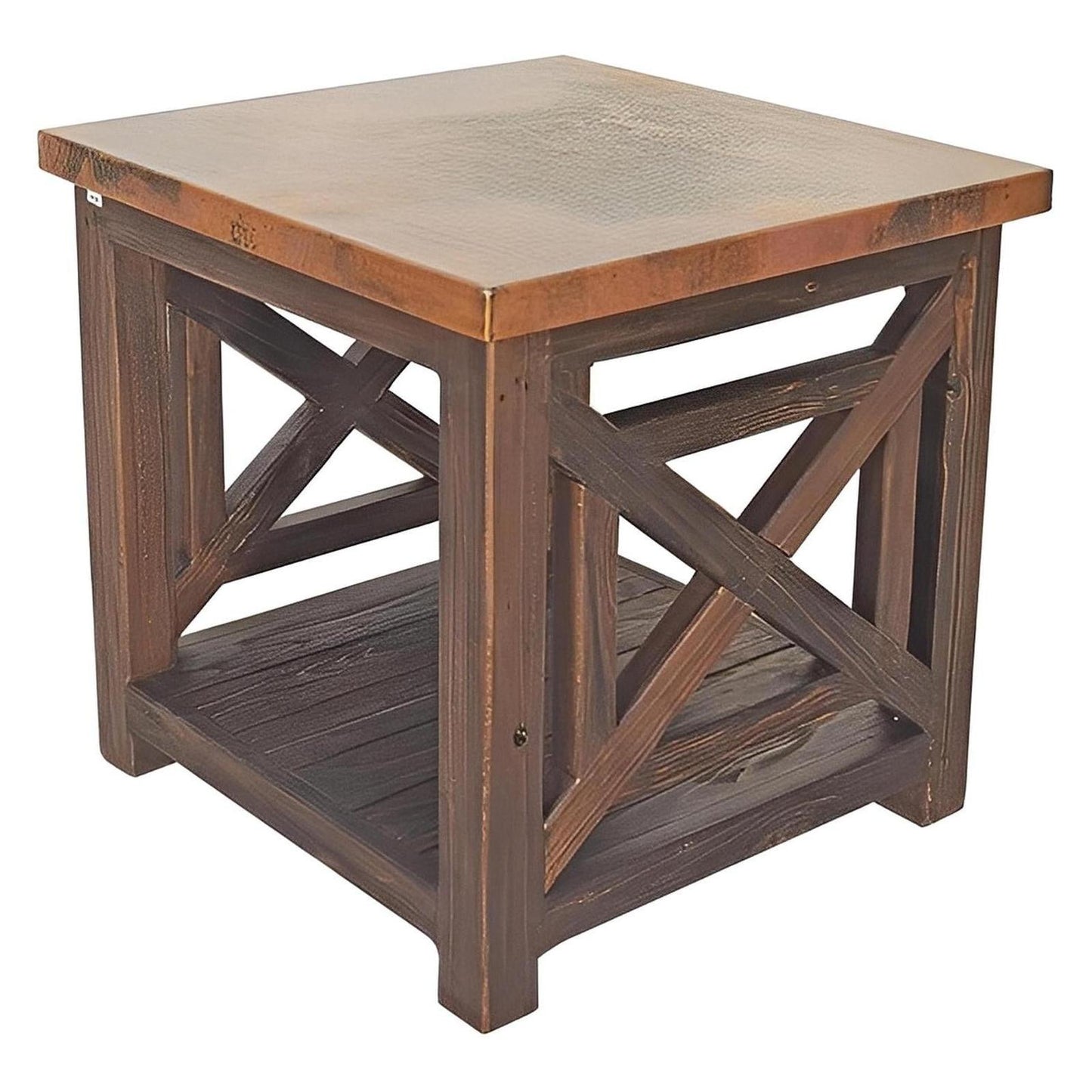 Serrano Copper Top End Tables (2-Pack) with Wooden Frames