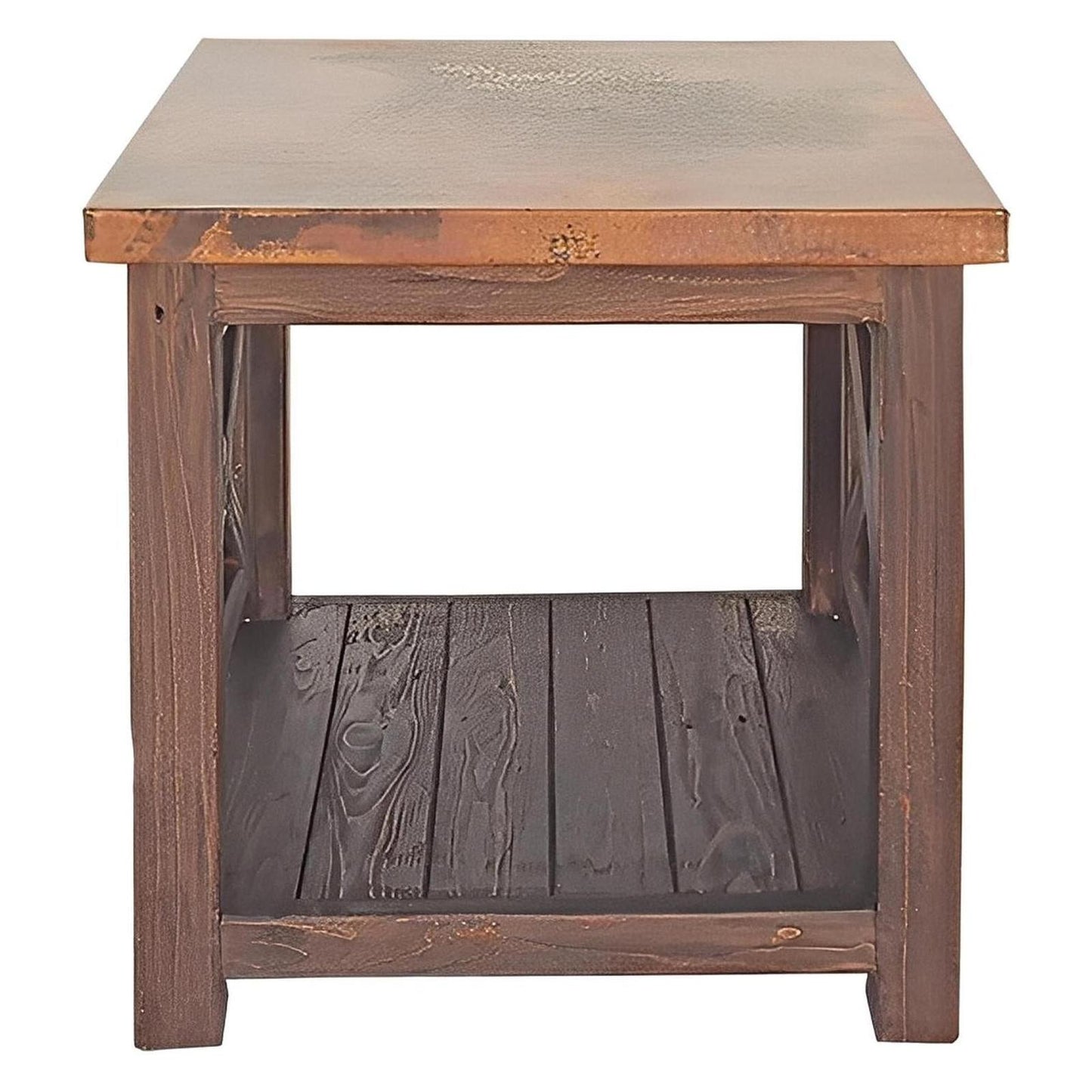 Serrano Copper Top End Tables (2-Pack) with Wooden Frames