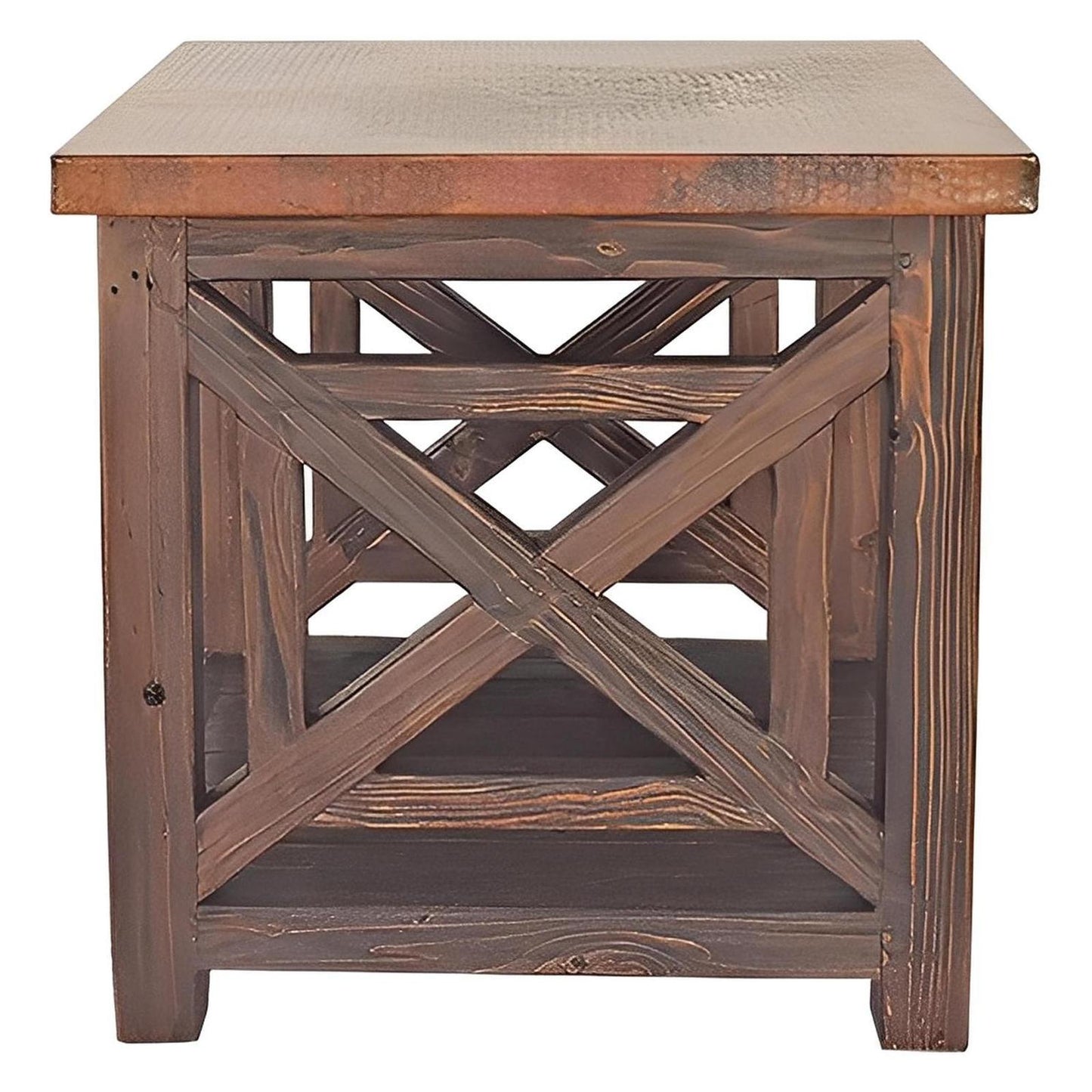 Serrano Copper Top End Tables (2-Pack) with Wooden Frames