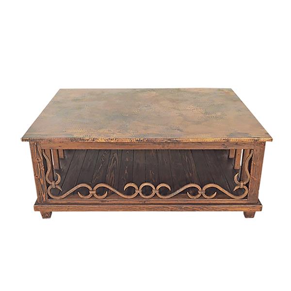 Sierra Forge Copper Top Coffee Table Reclaimed Wood & Iron | 20 x 36 x 48