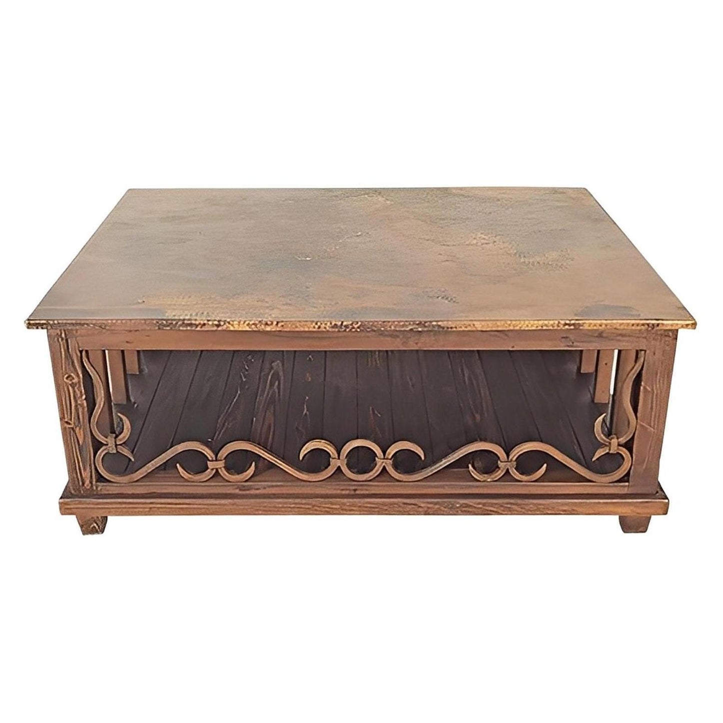 Sierra Forge Copper Top Coffee Table Reclaimed Wood & Iron | 20 x 36 x 48