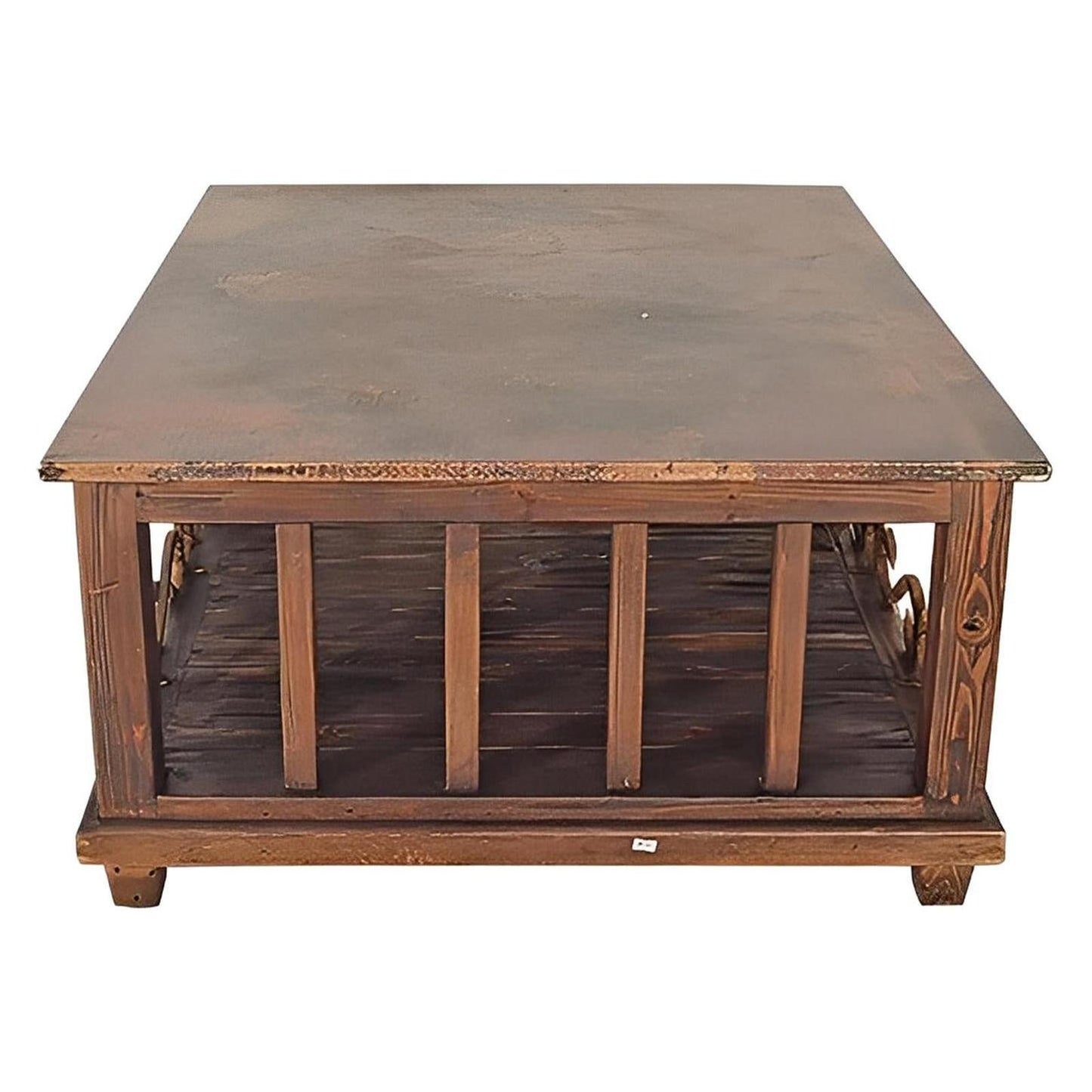 Sierra Forge Copper Top Coffee Table Reclaimed Wood & Iron | 20 x 36 x 48